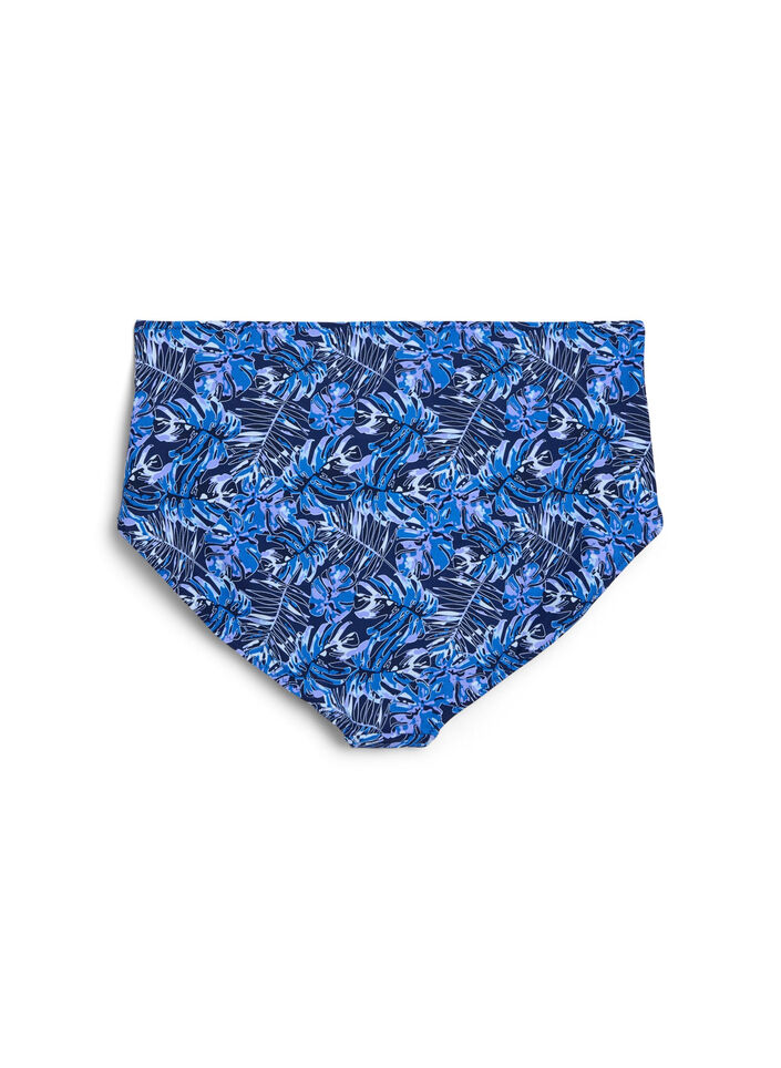 High-waisted patterned bikini bottoms, Blue, Packshot image number 1