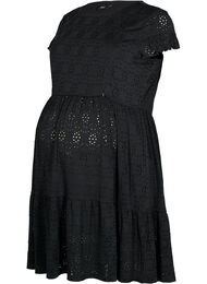 Pregnancy dress in broderie anglaise with breastfeeding function, Black, Packshot