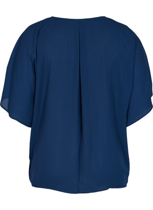 V-neck blouse with batwing sleeves, Navy Blazer, Packshot image number 1