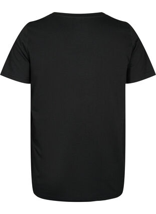 Short sleeve t-shirt with v-neckline, Black, Packshot image number 1