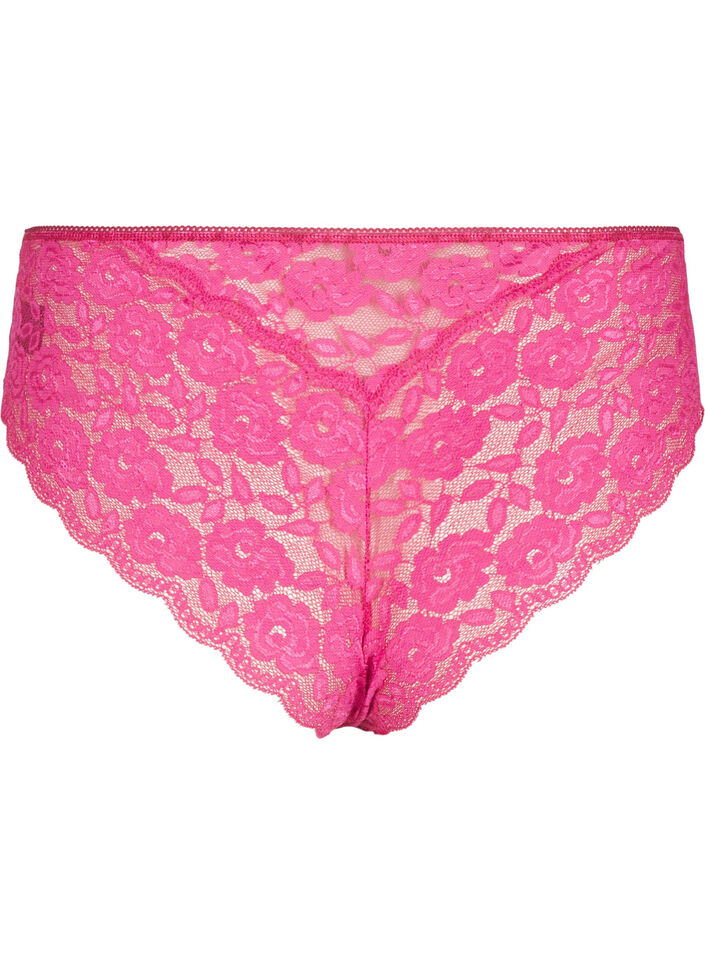 Brazilian microfibre panties with lace, Red, Packshot image number 1