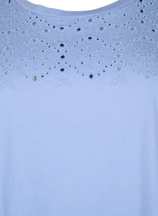 Organic cotton T-shirt with broderie anglaise, Serenity, Packshot image number 2