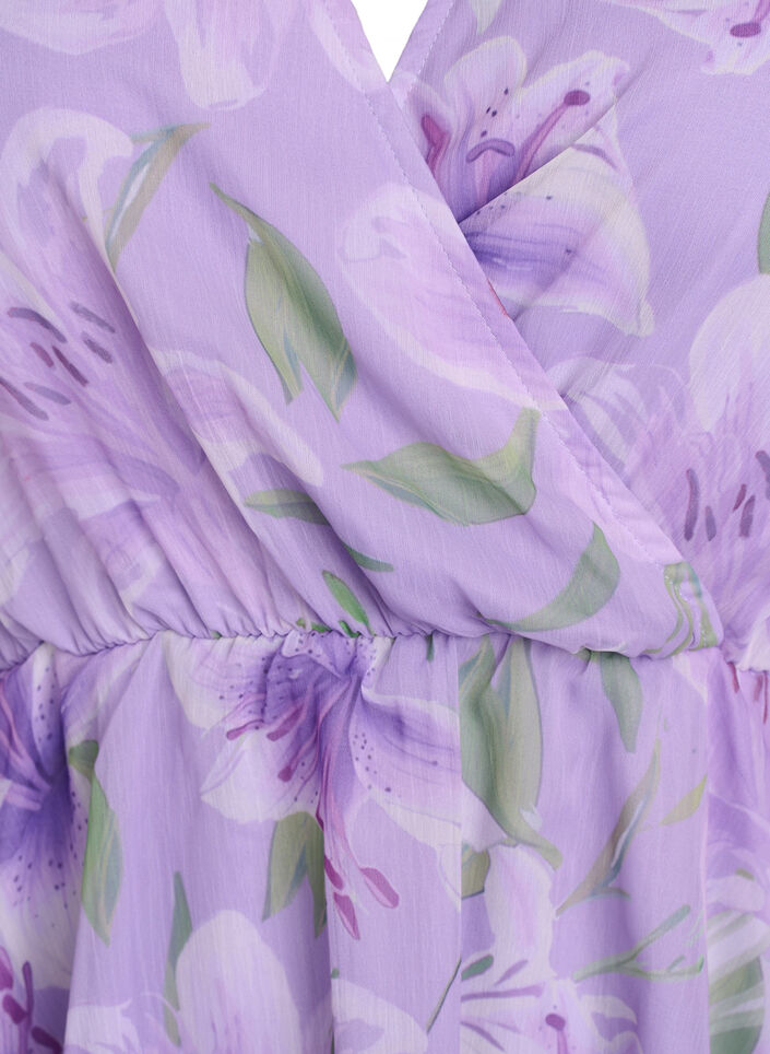 Floral chiffon blouse with short sleeves, Purple, Packshot image number 2
