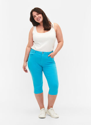 Close-fitting Emily capri trousers, River Blue, Model image number 0