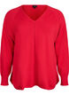 Fine-knit blouse with v-neck and front detail, Red, Packshot image number 0