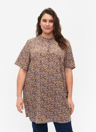 FLASH - Floral tunic with short sleeves, Multi Ditsy, Model image number 0
