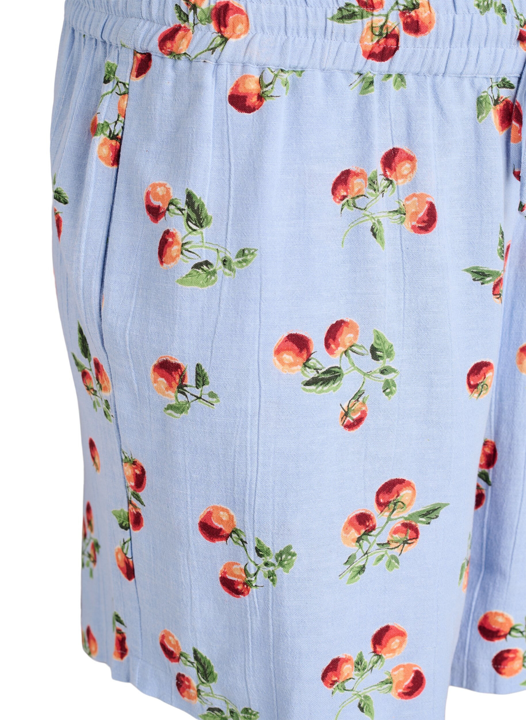 ZizzifashionCotton shorts with a tomato print and high waist, Light Blue, Packshot image number 2