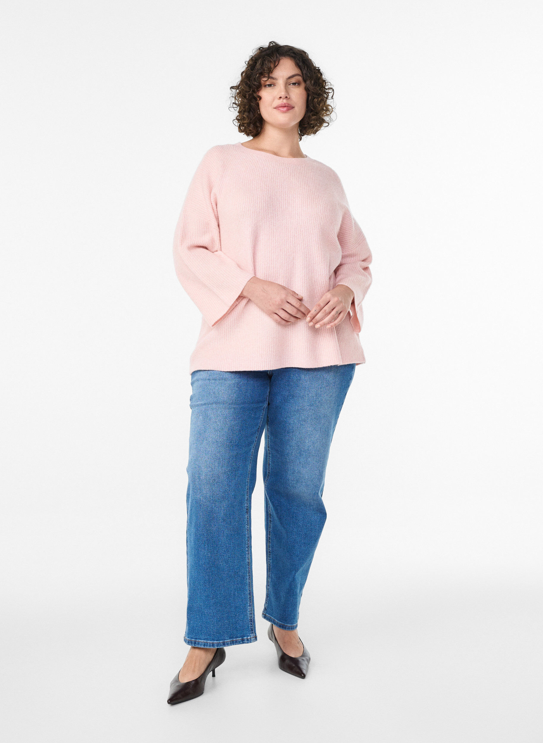 Zizzifashion Loose knit with 3/4-sleeves, Pink, Model image number 1