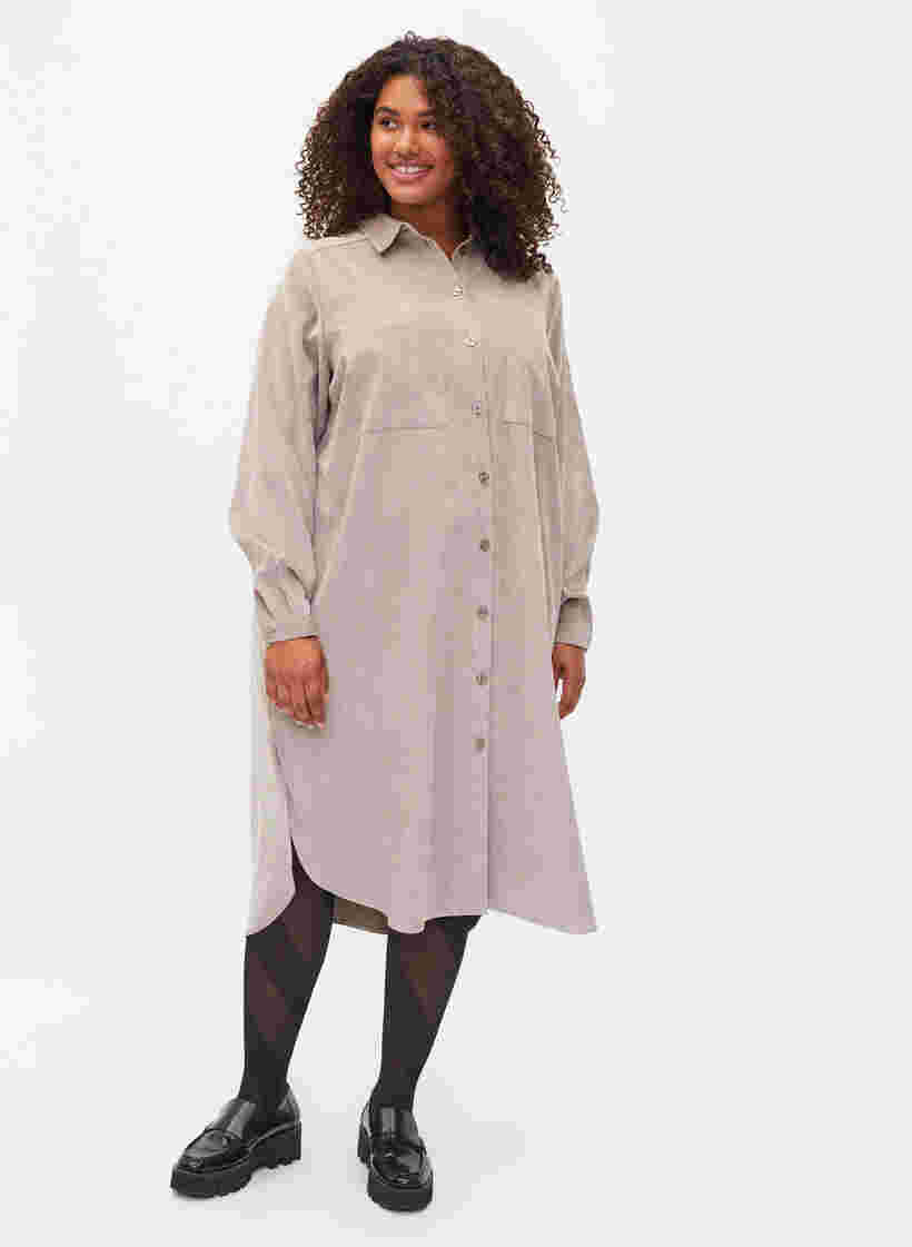 Shirt dress in velvet, Fungi, Model image number 0