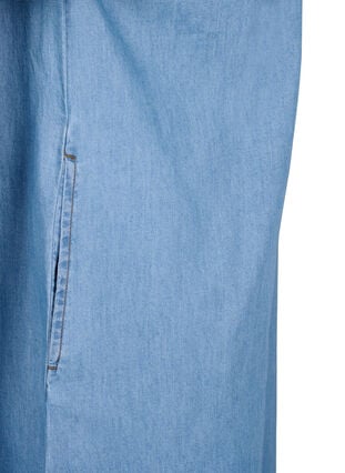 Denim dress with slit and short sleeves, Blue denim, Packshot image number 4