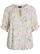 Floral viscose blouse with half-length sleeves, Vanilla, Packshot image number 0