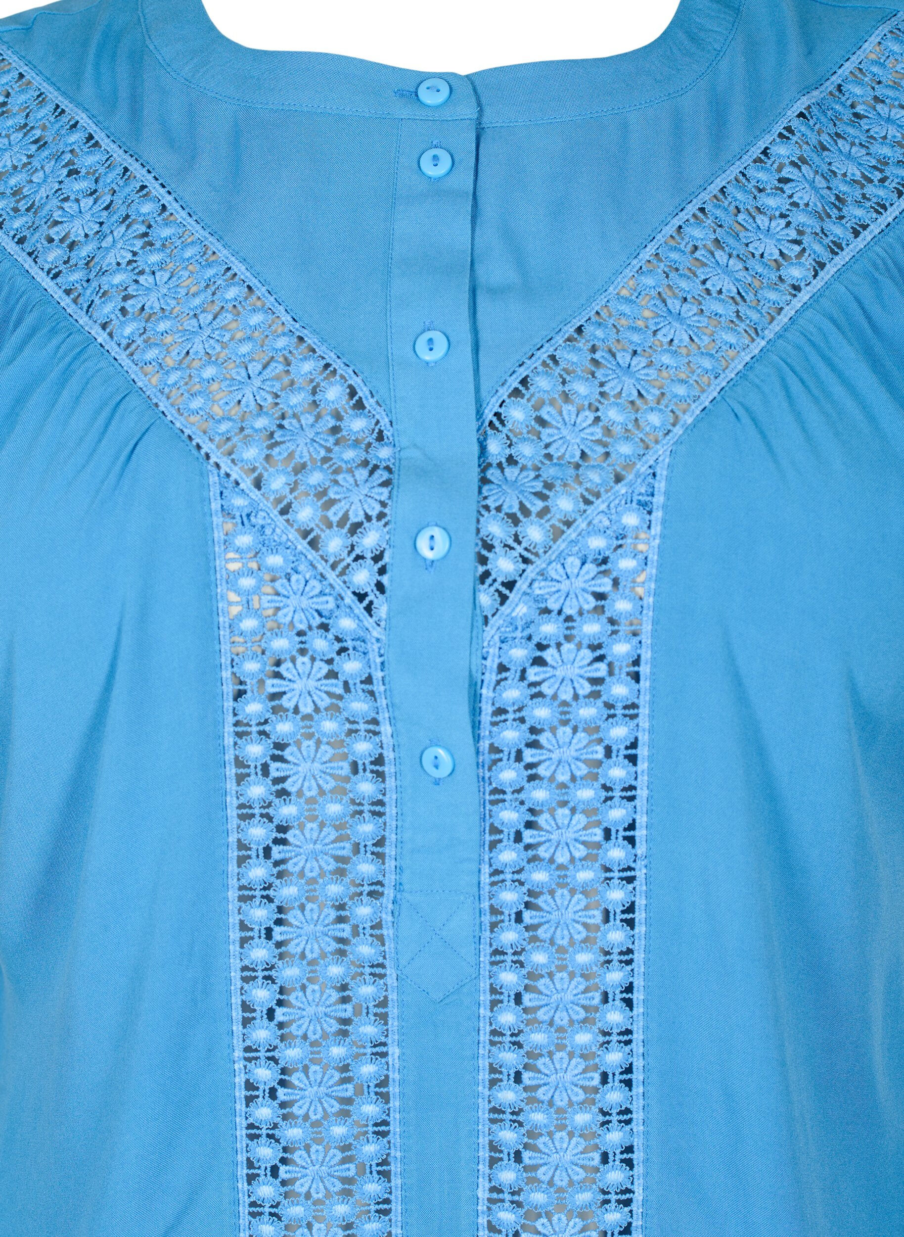 Zizzifashion Viscose blouse with lace trim, Marina, Packshot image number 2