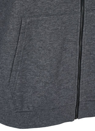 Hooded sweat cardigan with zip, Dark Grey Melange, Packshot image number 3
