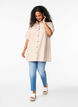Striped tunic with buttons and chest pockets, Beige, Model image number 1