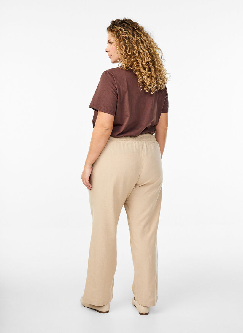 Smock pants with linen, Beige, Model image number 1
