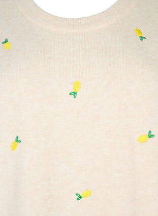 3/4 sleeve knitted blouse with lemons, P. Stone Mel. Lemon, Packshot image number 2