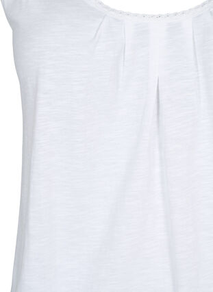 Cotton top with lace trim, Bright White, Packshot image number 2