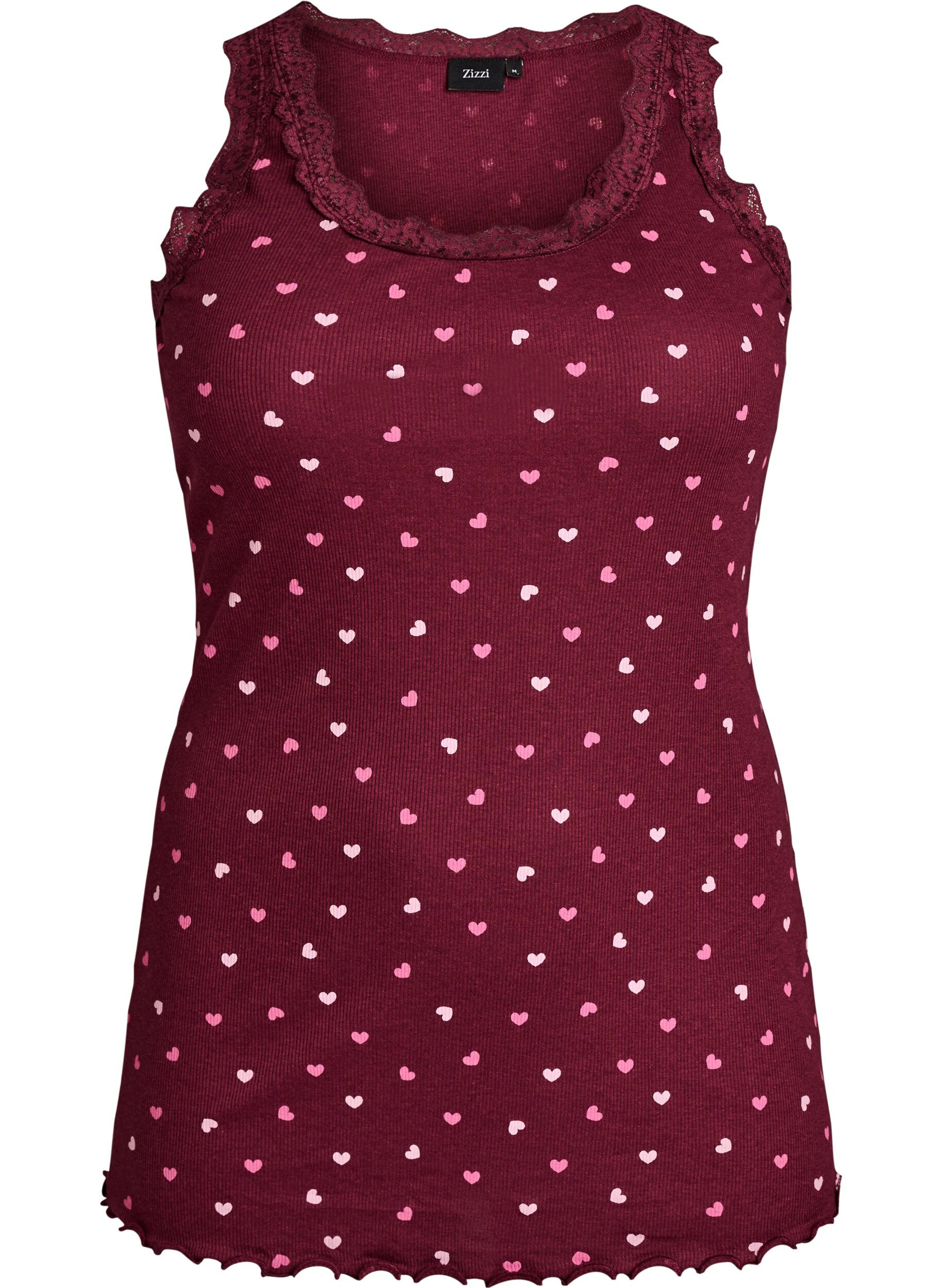 Top with print and lace edge