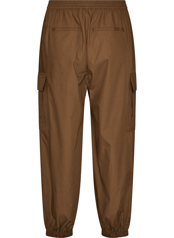 Cotton cargo trousers with a balloon leg, Brown, Packshot image number 1