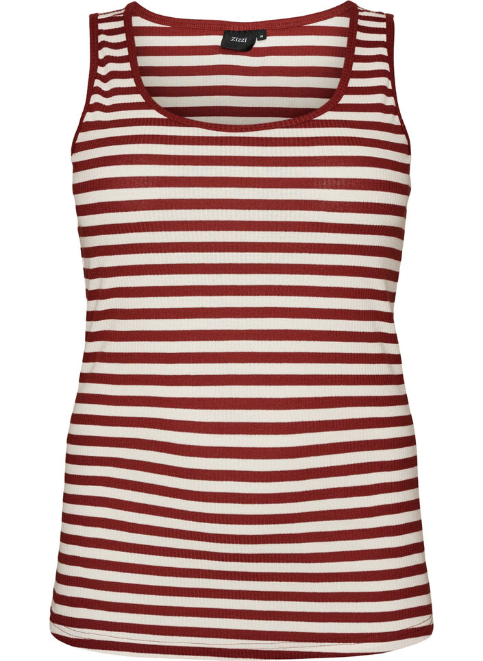 Striped tank top with a rib structure, Red, Packshot image number 0