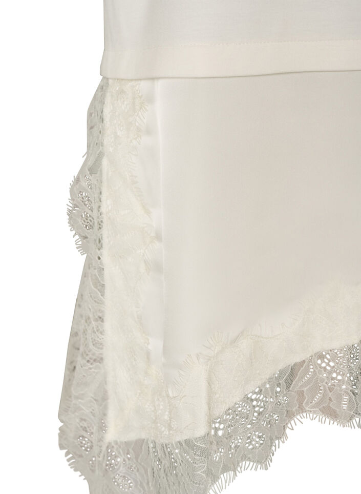 Jersey blouse with a layered look and lace, Vanilla, Packshot image number 3