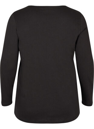 Long-sleeved cotton blouse with mesh, Black, Packshot image number 1