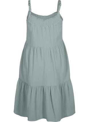 Plain cotton strap dress, Chinois Green, Packshot image number 1