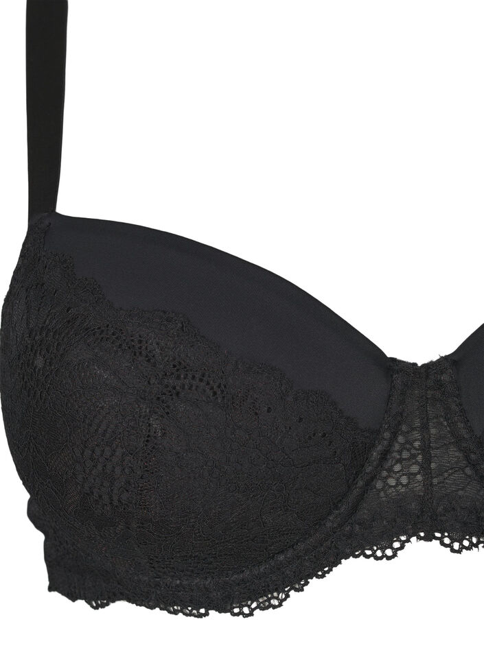 Bra with lace and padding, Black, Packshot image number 2