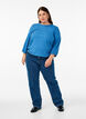 Blouse with texture and 3/4 sleeves, Blue, Model image number 1