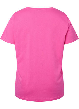 Cotton t-shirt with text print, Shocking Pink W. LOS, Packshot image number 1
