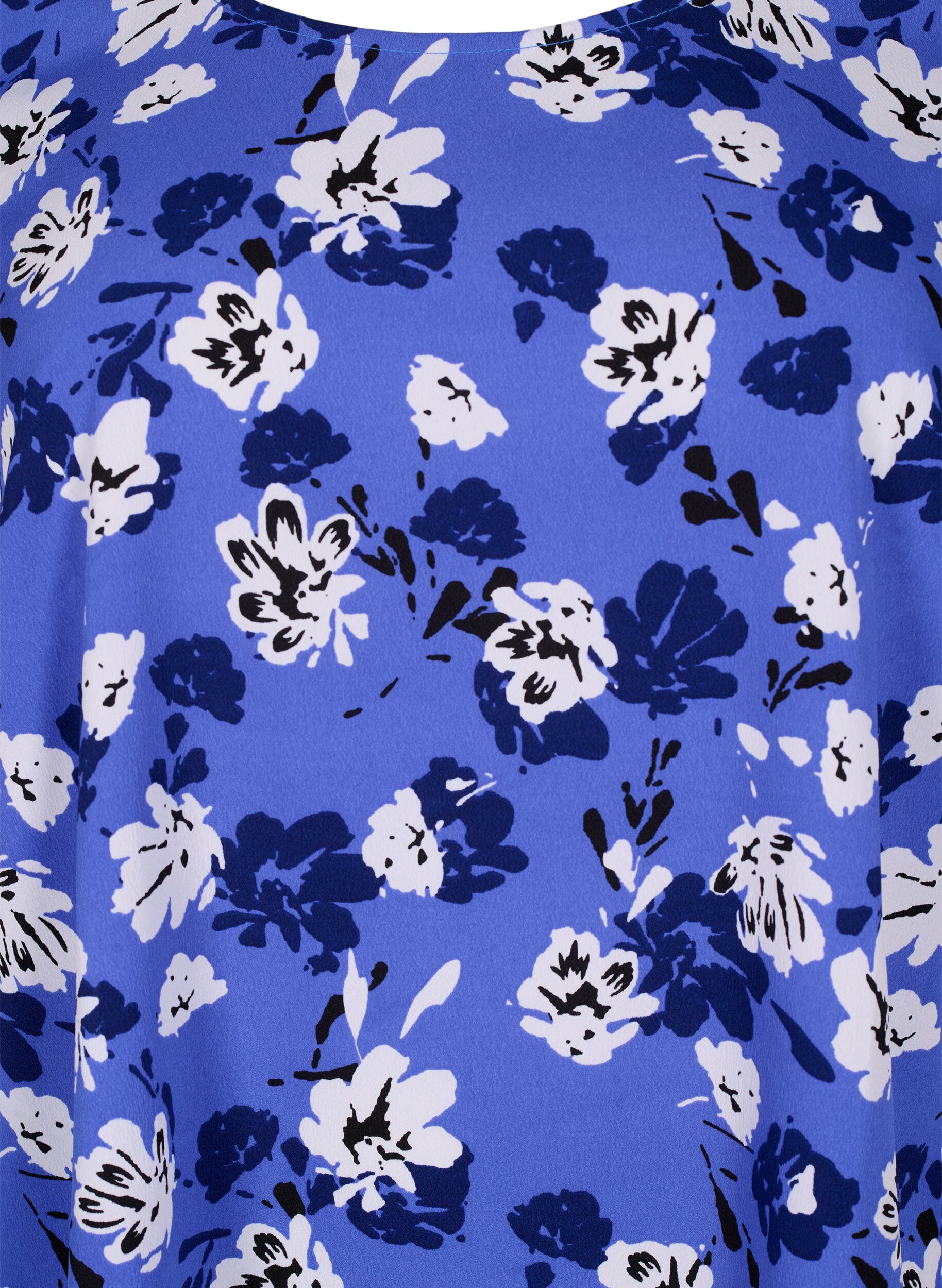 Zizzifashion FLASH - Blouse with short sleeves and print, Amparo Blue Flower, Packshot image number 2