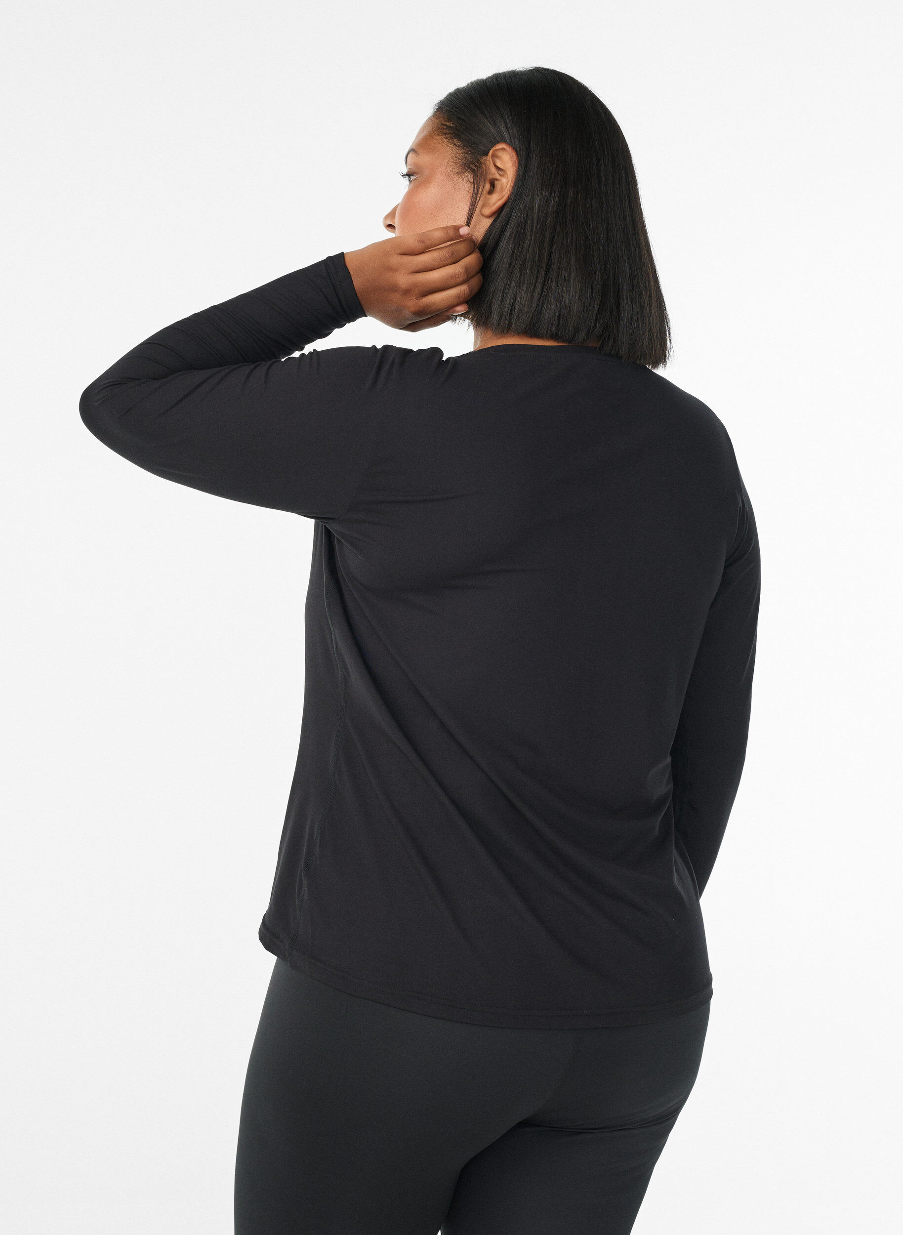 ZizzifashionLong-sleeved fitness top, Black, Model image number 2