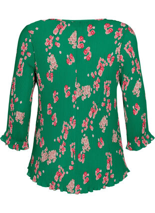 Pleated top with 3/4 sleeves, Jolly Green Flower, Packshot image number 1