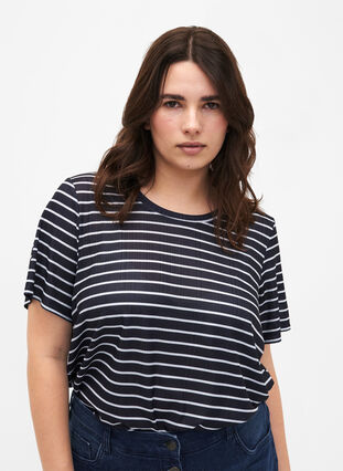 FLASH - T-shirt with stripes, Night S. W. Stripe, Model image number 0