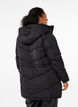 Mid-length puffer jacket with hood, Black, Model image number 2