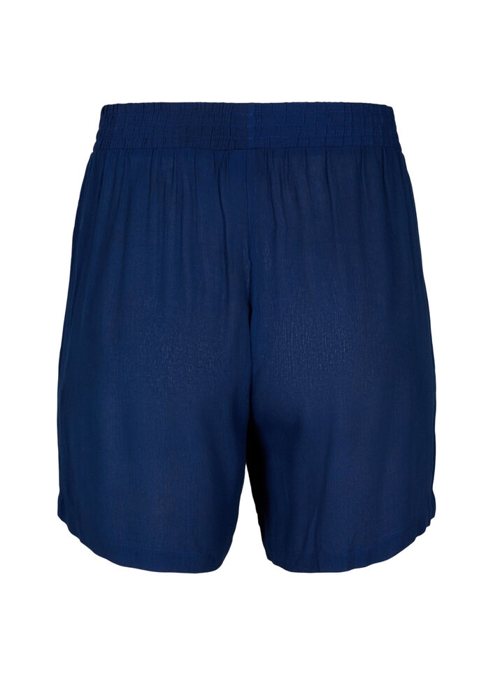 High-waist viscose shorts, Medieval Blue, Packshot image number 1