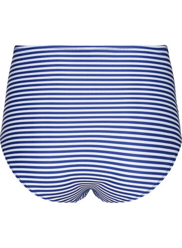 Striped bikini bottom with high waist, Blue Striped, Packshot image number 1