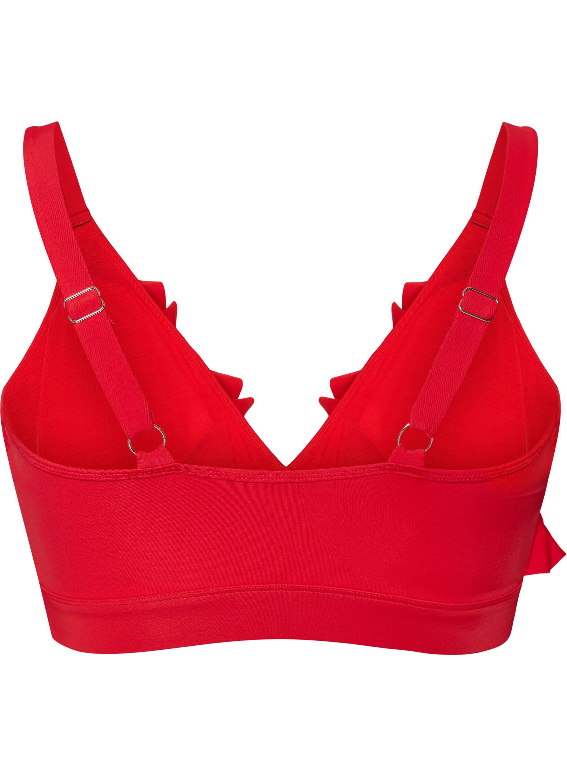 ZizzifashionBikini top with ruffles and removable pads, Red, Packshot image number 1