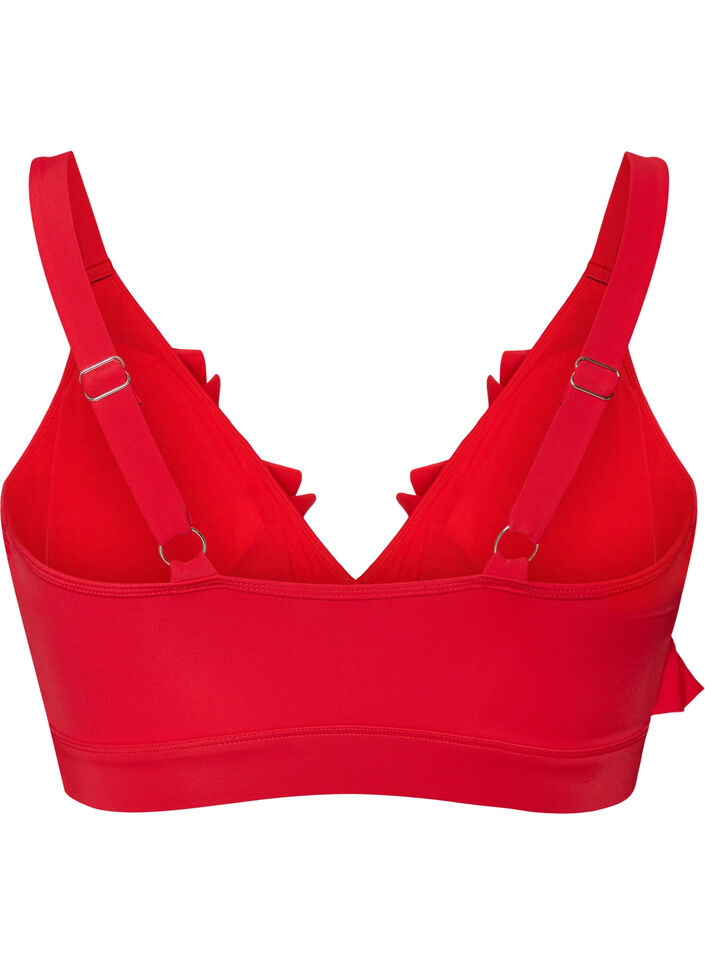 Bikini top with ruffles and removable pads, Red, Packshot image number 1