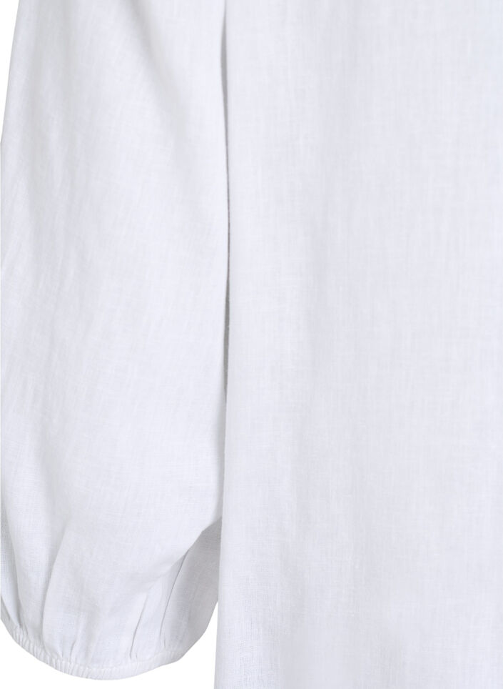 Shirt blouse in linen and viscose with 3/4-sleeves, White, Packshot