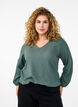 FLASH - Blouse with texture and long sleeves, Balsam Green, Model image number 0