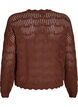 Loose knitted blouse with eyelet pattern, Brown, Packshot image number 1