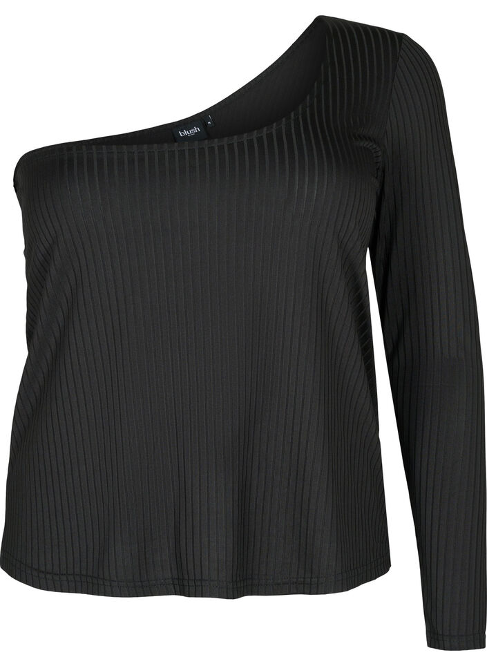 One-shoulder top, Black, Packshot image number 0