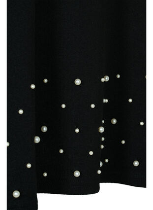 Blouse with pearls and 3/4 sleeves, Black, Packshot image number 2