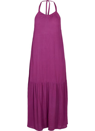 Long beach dress in viscose, Dark Purple, Packshot image number 0