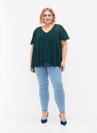  Plain top with batwing sleeves and V-neck, Ponderosa Pine, Model image number 2