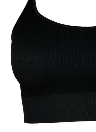 Seamless sports bra in ribbed material, Black, Packshot image number 2