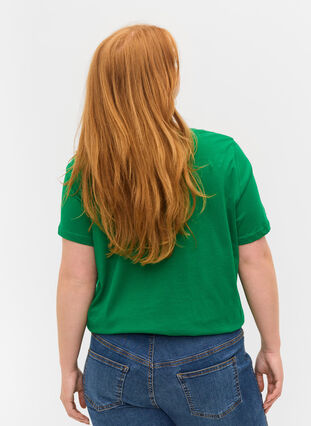 Short sleeve cotton t-shirt with text print, Jolly Green, Model image number 1