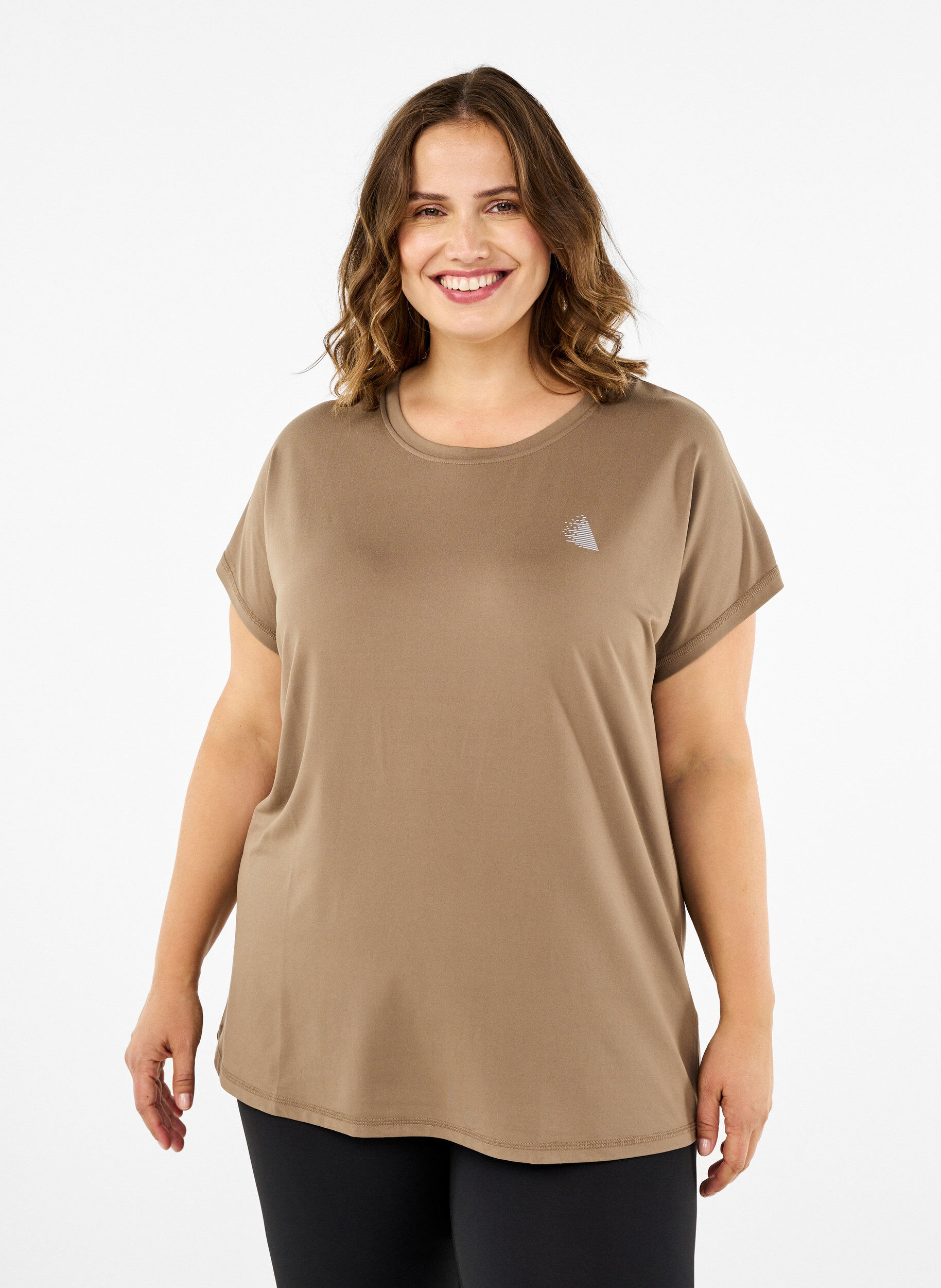 Zizzifashion Solid-coloured workout T-shirt, Beige, Model image number 0