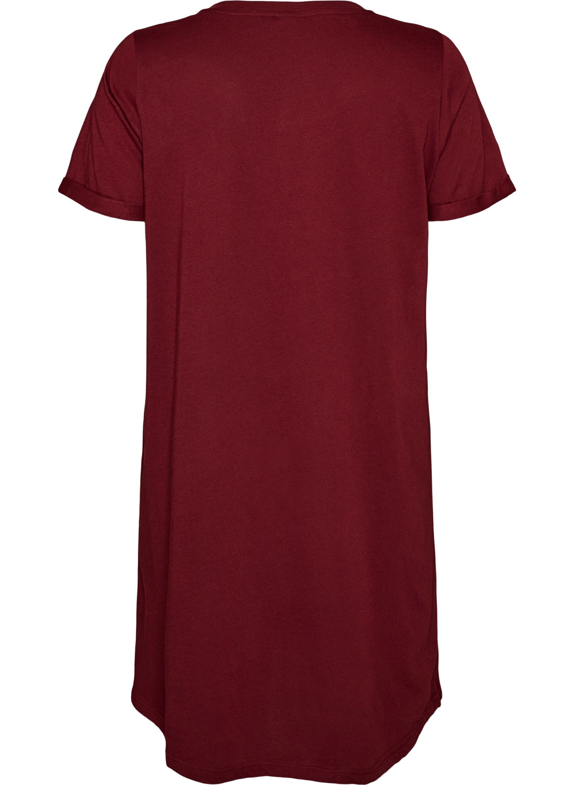 ZizzifashionShort-sleeved nightgown in organic cotton, Dark Bordeaux, Packshot image number 1